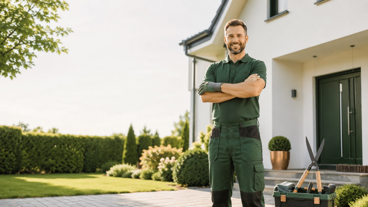 Gepflegter Garten an einem modernen Wohnhaus